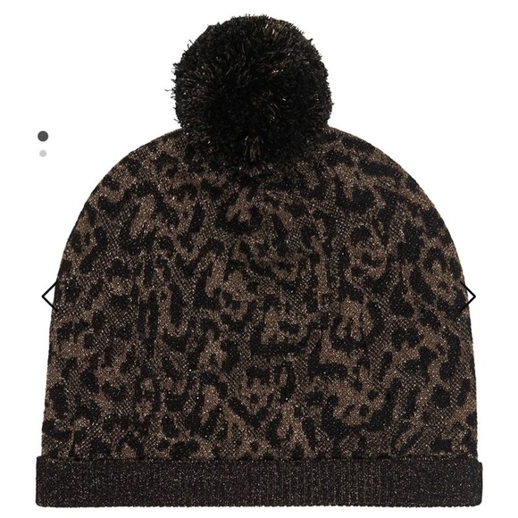 NWT Camilla Abington Palace knit metallic animal print beanie with pompom - Picture 2 of 10